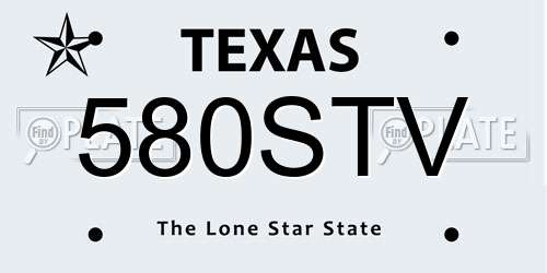 580STV Texas License Plate