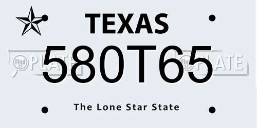580T65 Texas License Plate