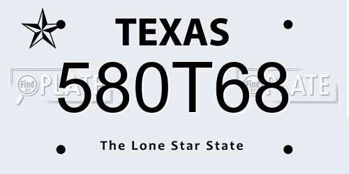 580T68 Texas License Plate