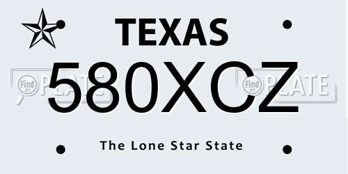 580XCZ Texas License Plate