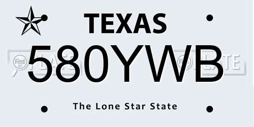 580YWB Texas License Plate