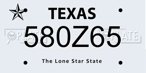 580Z65 Texas License Plate