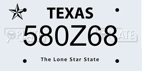 580Z68 Texas License Plate