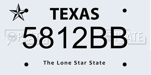 5812BB Texas License Plate