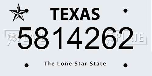 5814262 Texas License Plate