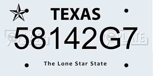 58142G7 Texas License Plate