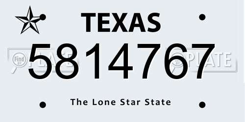 5814767 Texas License Plate