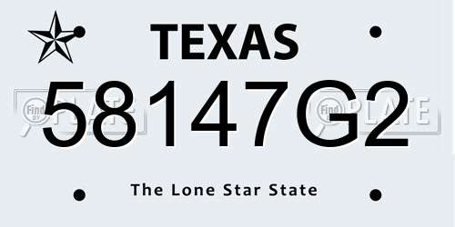 58147G2 Texas License Plate