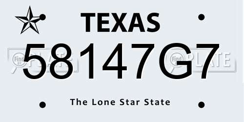 58147G7 Texas License Plate
