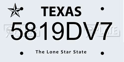 5819DV7 Texas License Plate