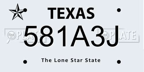 581A3J Texas License Plate