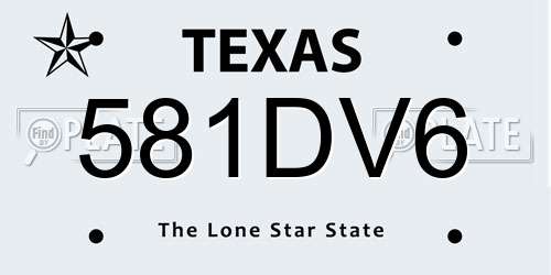 581DV6 Texas License Plate