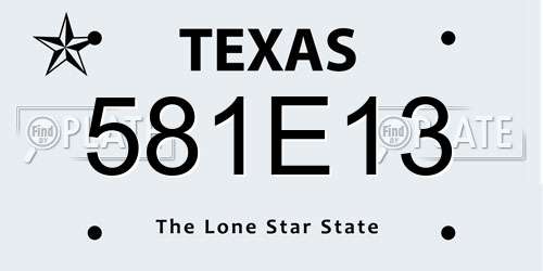 581E13 Texas License Plate