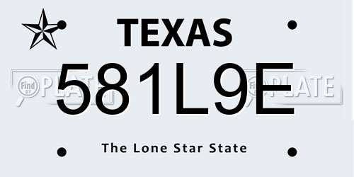 581L9E Texas License Plate