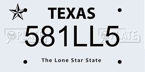 581LL5 Texas License Plate