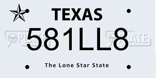 581LL8 Texas License Plate