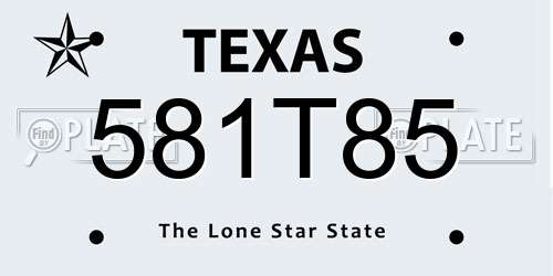 581T85 Texas License Plate