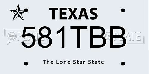 581TBB Texas License Plate