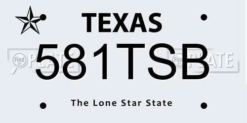 581TSB Texas License Plate