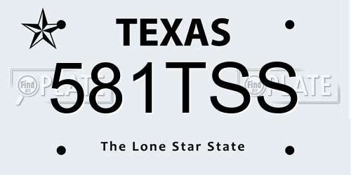 581TSS Texas License Plate