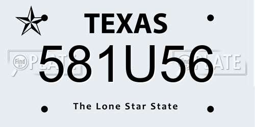 581U56 Texas License Plate