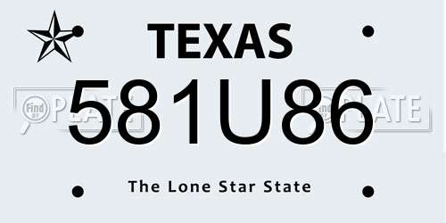 581U86 Texas License Plate