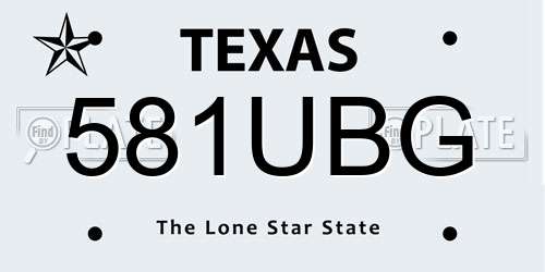 581UBG Texas License Plate