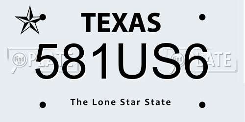 581US6 Texas License Plate