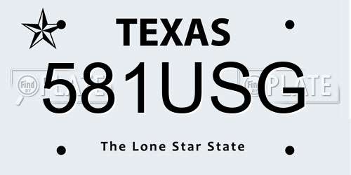 581USG Texas License Plate