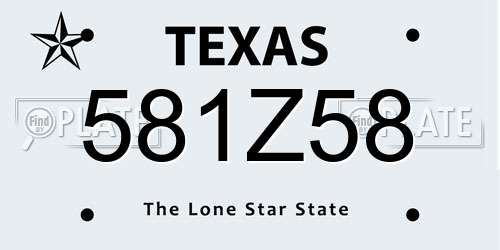 581Z58 Texas License Plate
