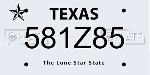 581Z85 Texas License Plate