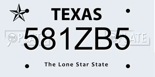 581ZB5 Texas License Plate