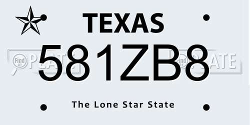 581ZB8 Texas License Plate