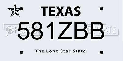 581ZBB Texas License Plate