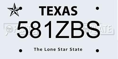 581ZBS Texas License Plate