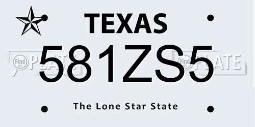 581ZS5 Texas License Plate