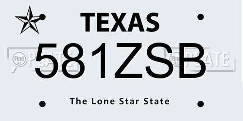 581ZSB Texas License Plate