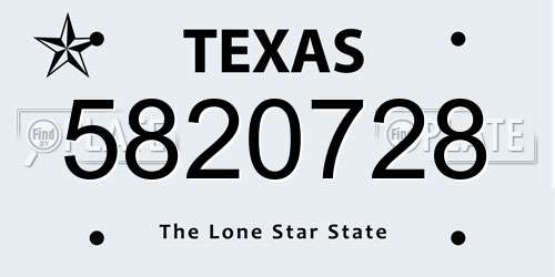 5820728 Texas License Plate