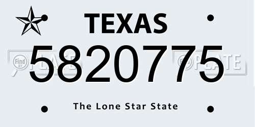5820775 Texas License Plate