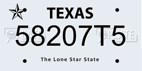 58207T5 Texas License Plate