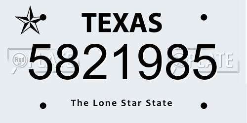 5821985 Texas License Plate