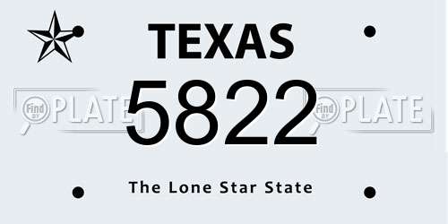 5822 Texas License Plate