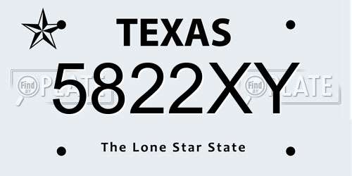 5822XY Texas License Plate