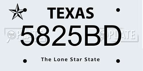 5825BD Texas License Plate