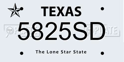 5825SD Texas License Plate