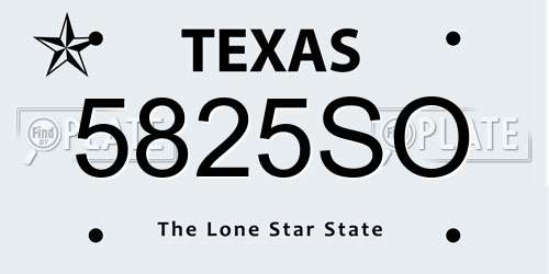 5825SO Texas License Plate