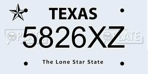5826XZ Texas License Plate