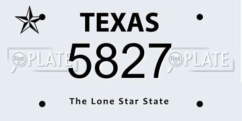 5827 Texas License Plate