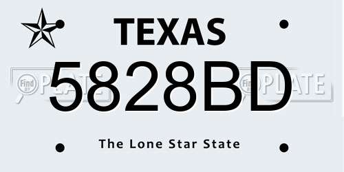 5828BD Texas License Plate