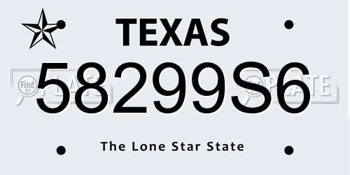 58299S6 Texas License Plate